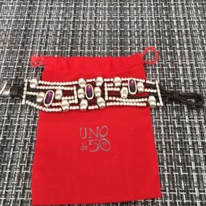 UNO de50 amethyst & silver with brown leather